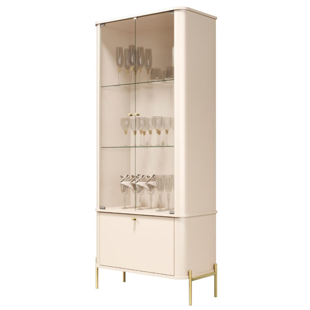 Cristaleira 2 Portas Baton Rouge Off White Dourado
