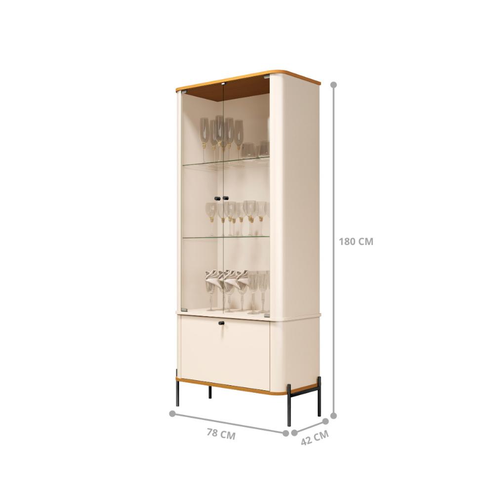 Cristaleira 2 Portas Baton Rouge Off White Nature Preto