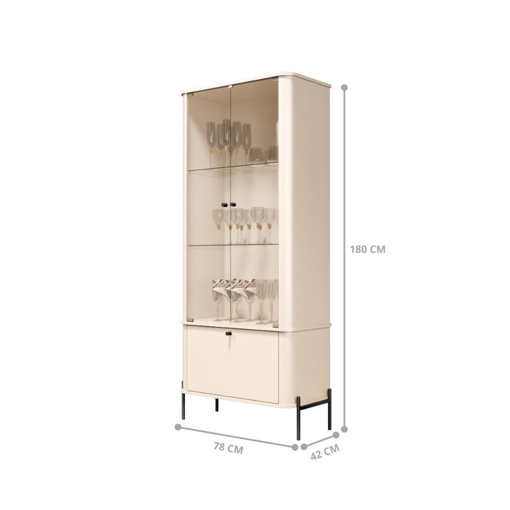 Cristaleira 2 Portas Baton Rouge Off White Preto