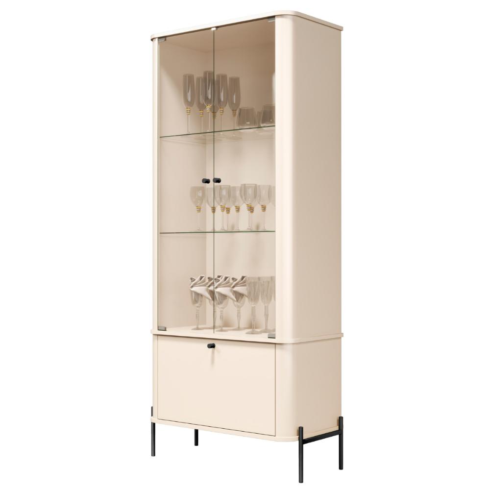 Cristaleira 2 Portas Baton Rouge Off White Preto