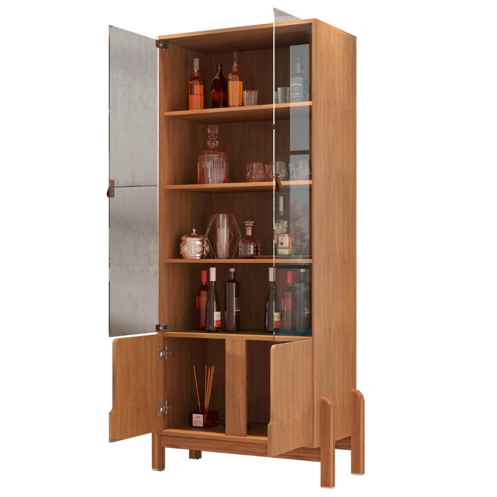 Cristaleira para Sala com 2 Portas de Vidro Jinan Cedro