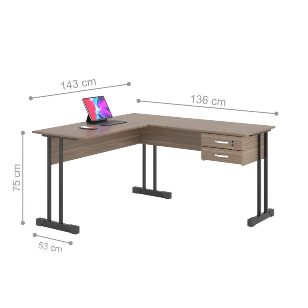 Escrivaninha Para Computador L Com 2 Gavetas Range - Affara