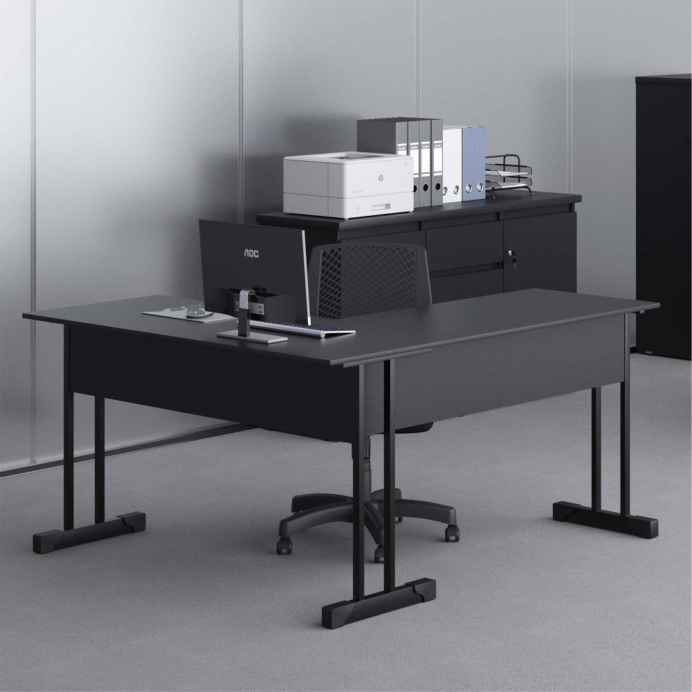 Escrivaninha Para Computador L Com 2 Gavetas Range - Preto