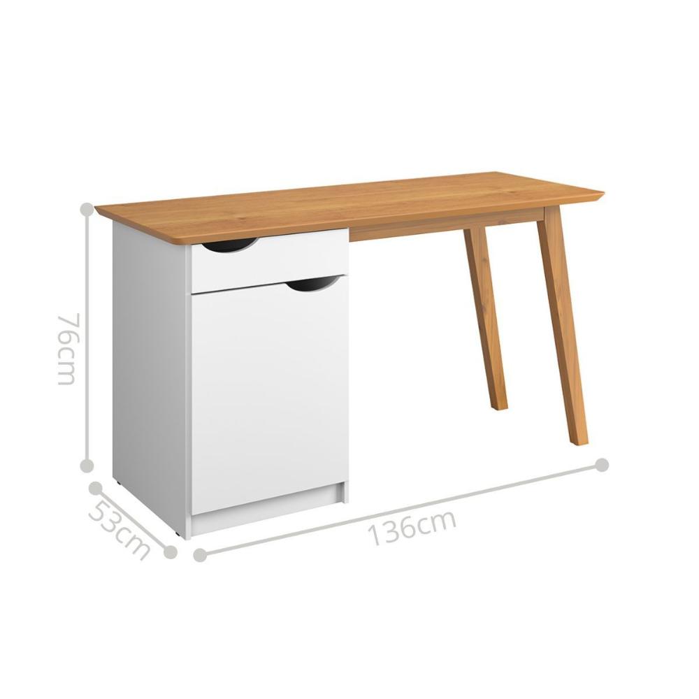 Escrivaninha com Porta Viana Branco Acetinado Cinamomo