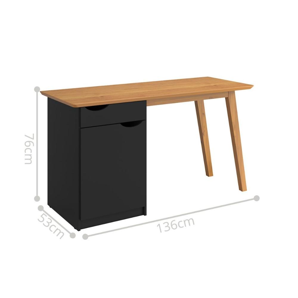 Escrivaninha com Porta Viana Preto Acetinado Cinamomo