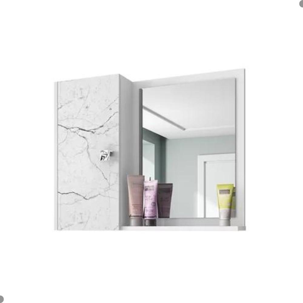 Espelheira com 1 Porta para Banheiro Macau Branco Carrara