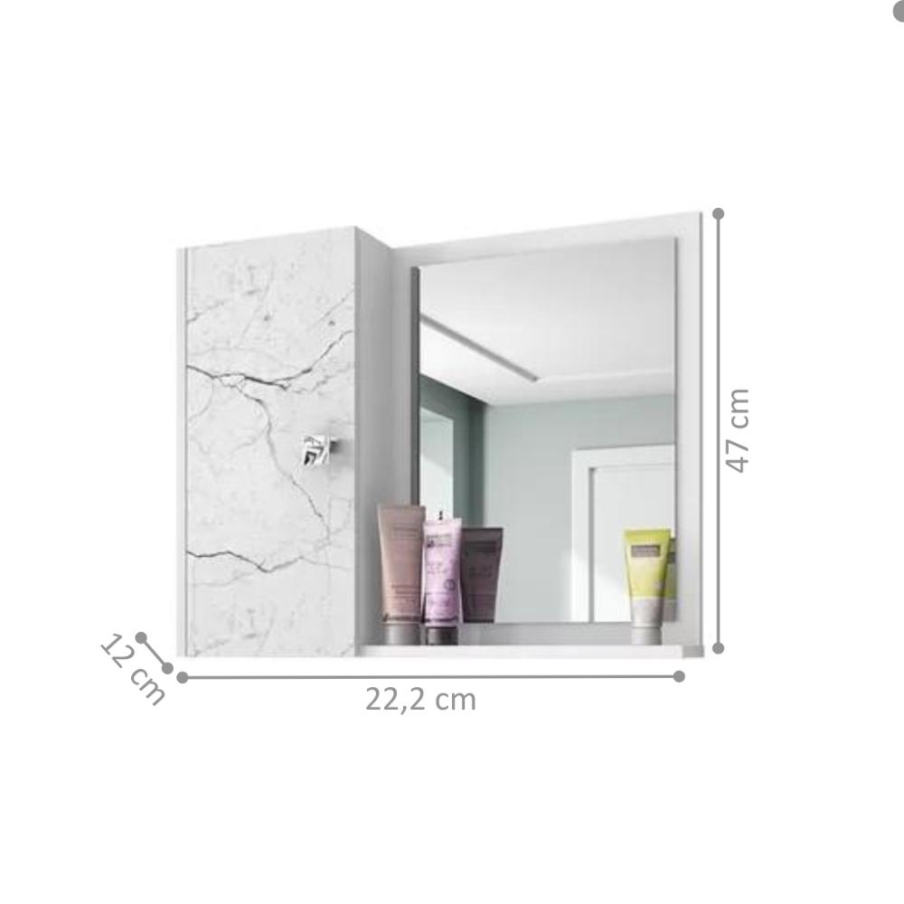 Espelheira com 1 Porta para Banheiro Macau Branco Carrara