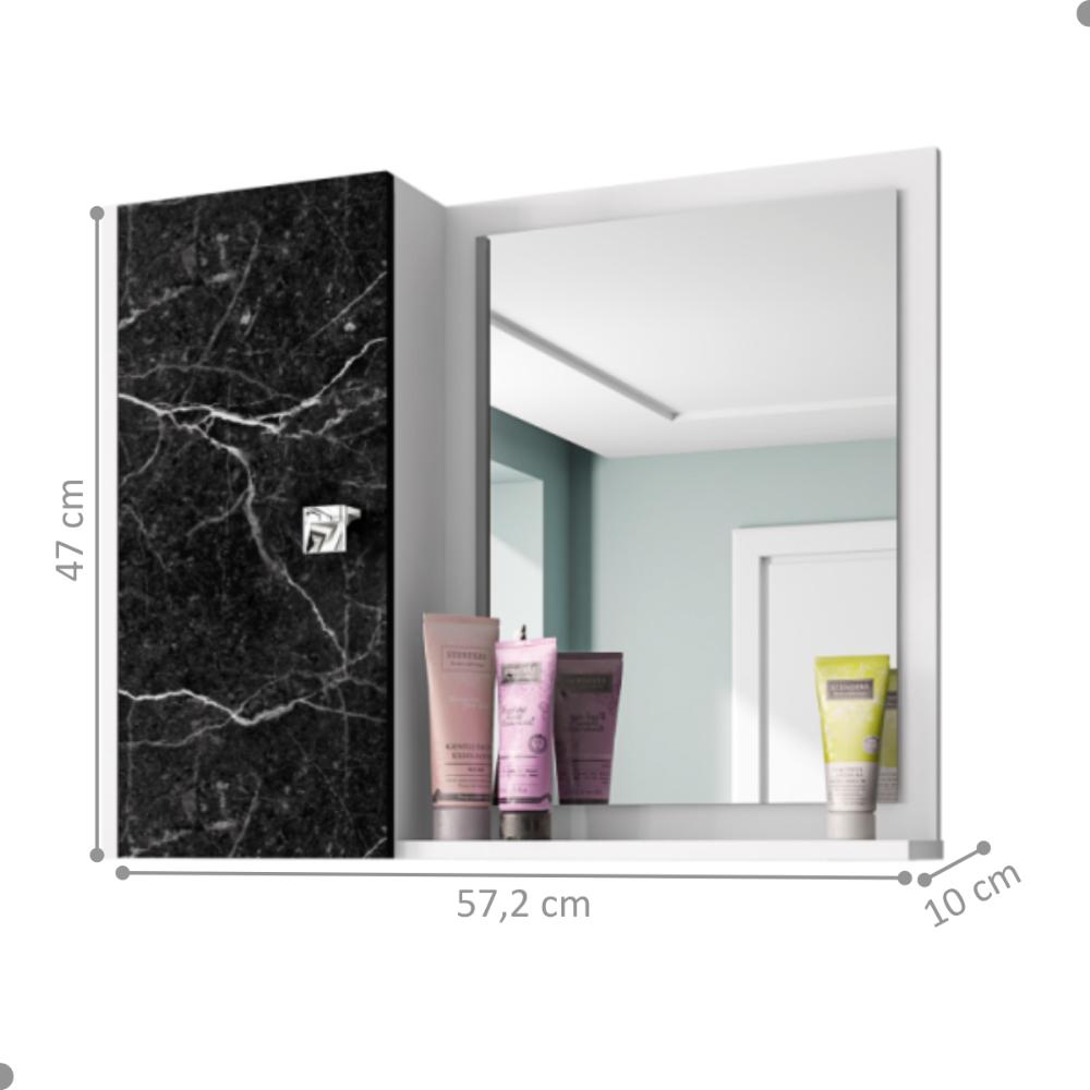 Espelheira com 1 Porta para Banheiro Macau Branco Nero
