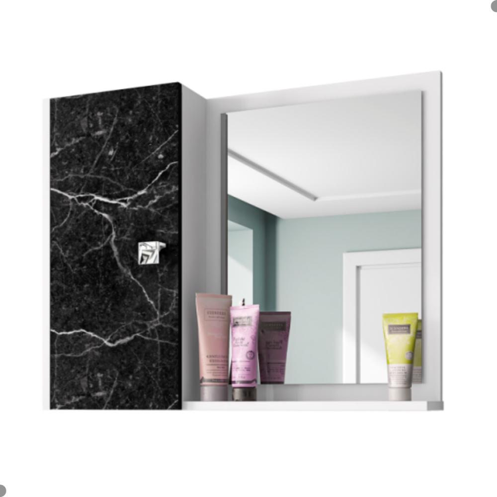 Espelheira com 1 Porta para Banheiro Macau Branco Nero