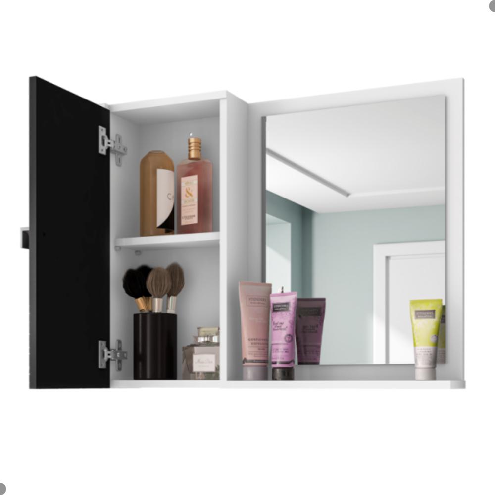 Espelheira com 1 Porta para Banheiro Macau Branco Nero