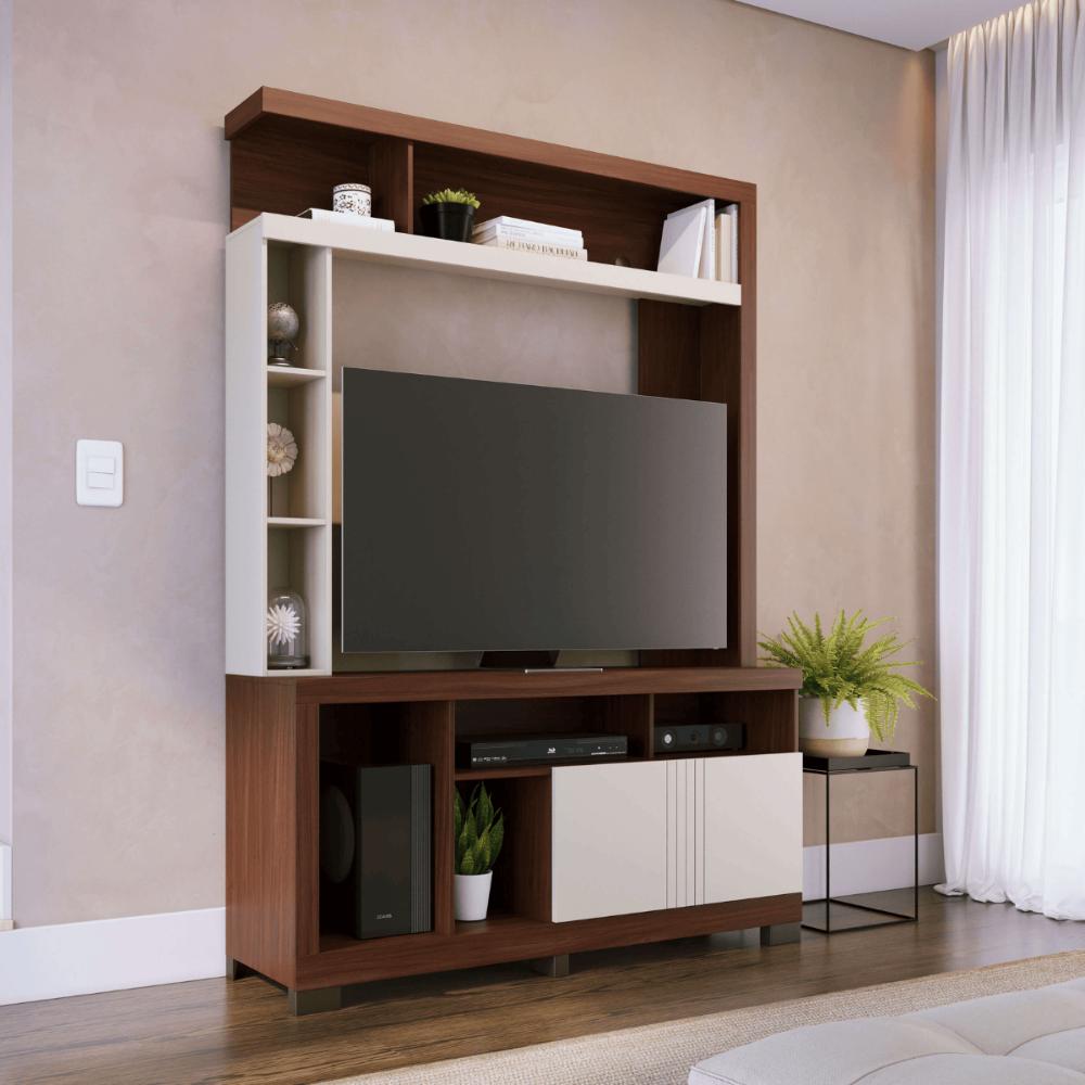 Estante Home para sala Oma Nogueira Real Off White Matte