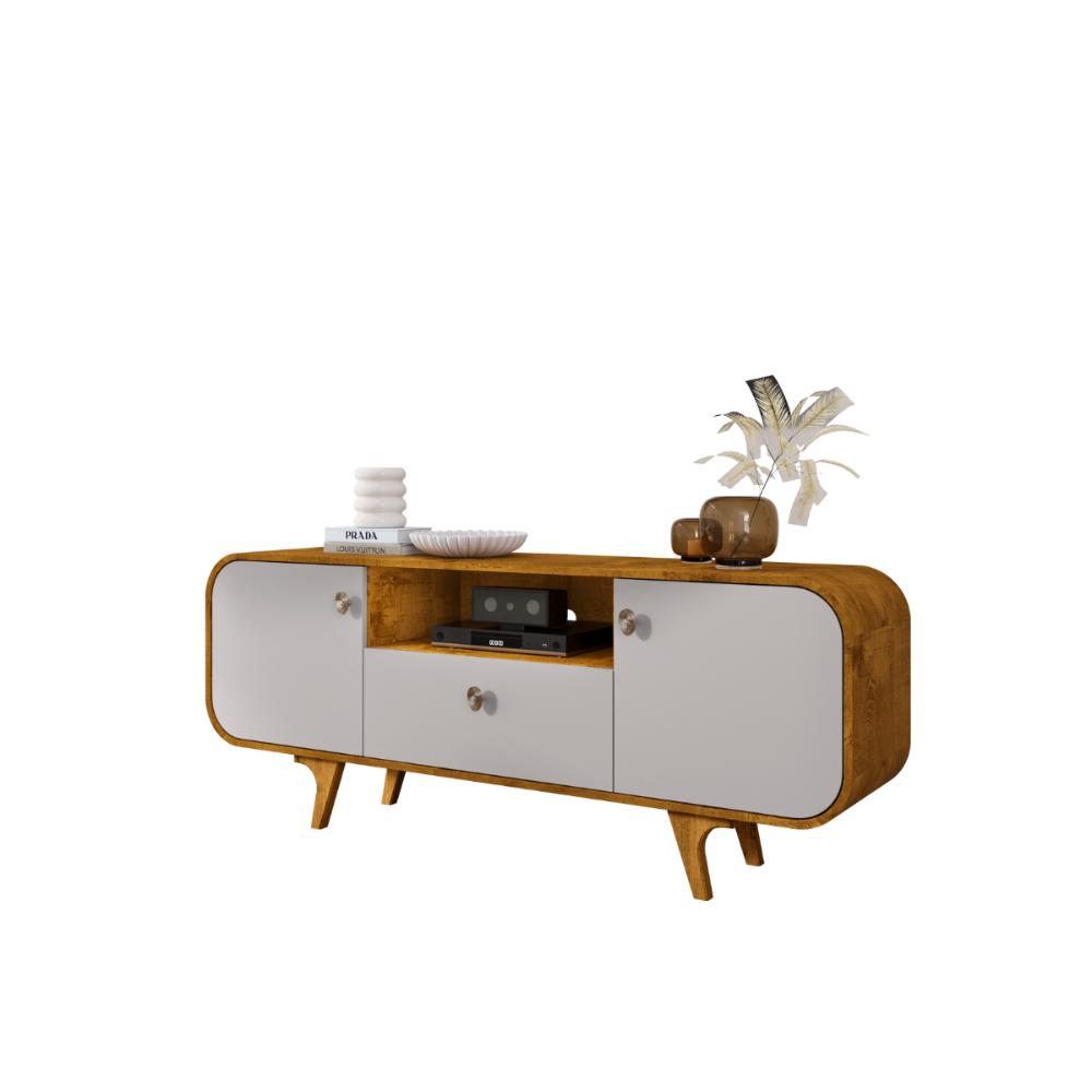 Estante Para TV 55 Polegadas Sancho Naturalle Off White