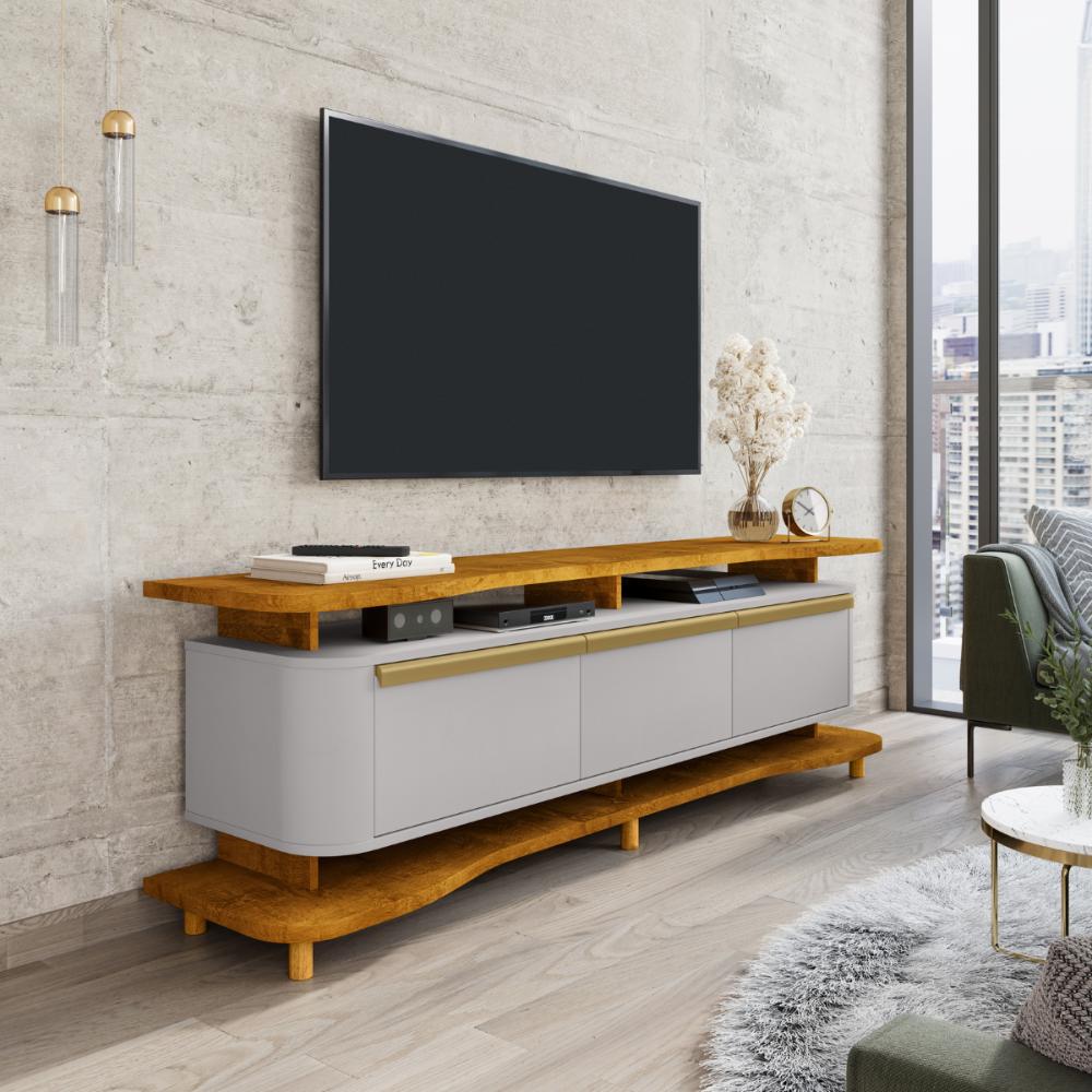 Estante Para TV 75 Polegadas Enseada Nature Off White