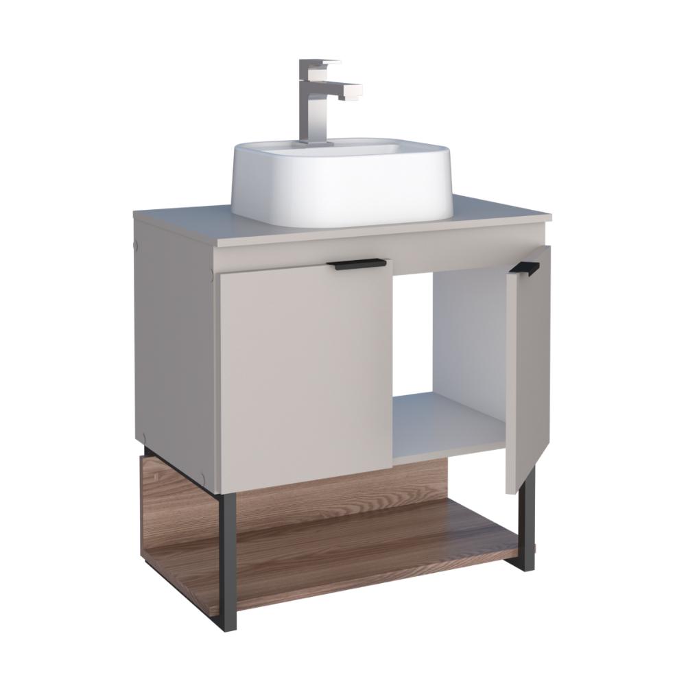 Gabinete de Banheiro com Tampo Cascais Nude Tamarindo 