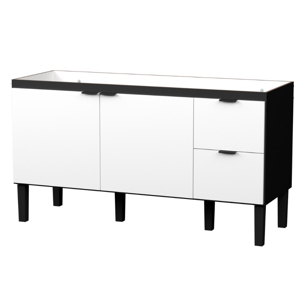 Gabinete de Cozinha para Pia 2 Gavetas Envira Preto Branco