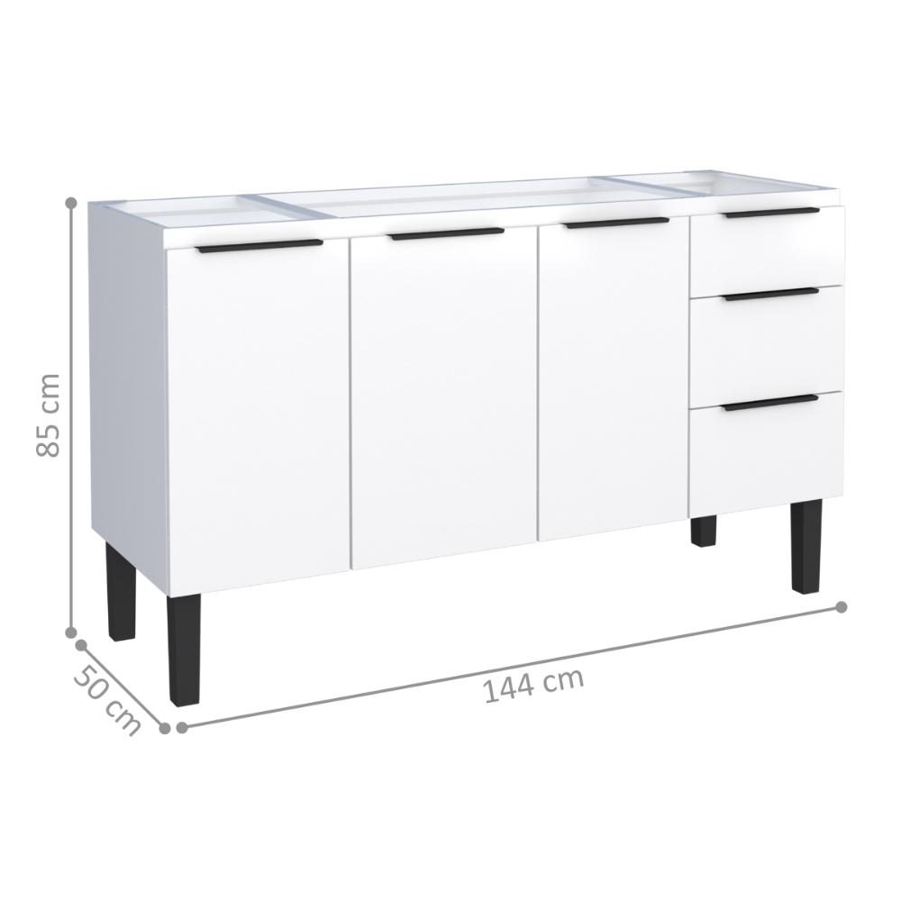 Gabinete de Cozinha para Pia 3 Portas Coari Branco