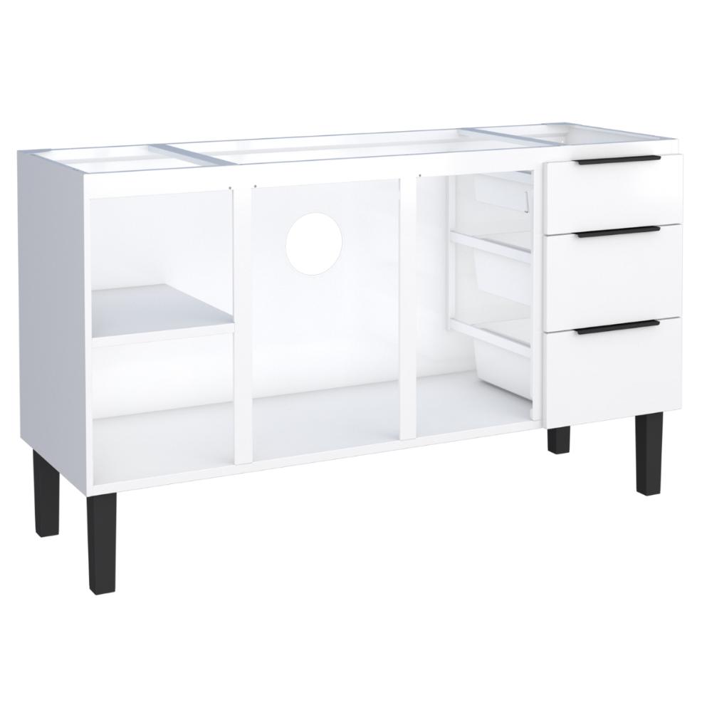Gabinete de Cozinha para Pia 3 Portas Coari Branco