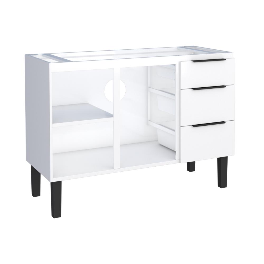 Gabinete de Cozinha para Pia 3 Portas Coari Branco
