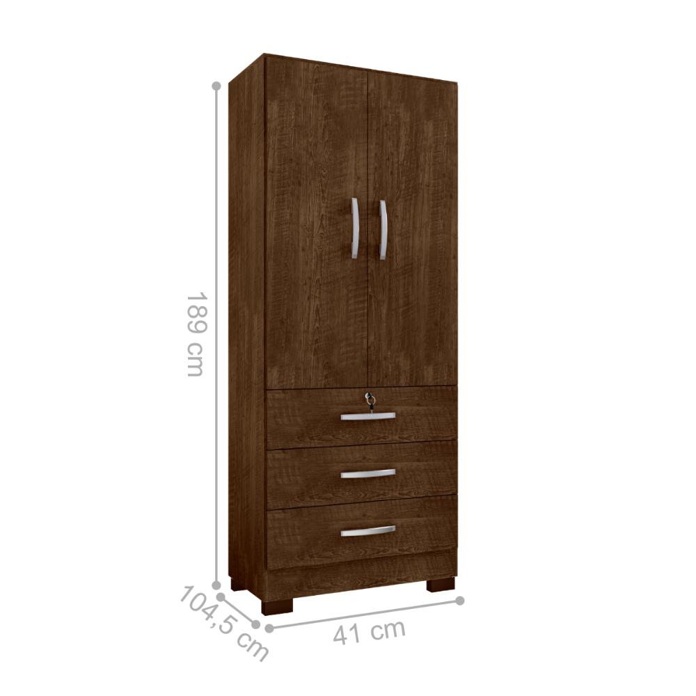 Guarda Roupa 3 Gavetas e 2 Portas Breda Malbec