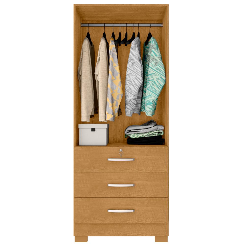 Guarda Roupa 3 Gavetas e 2 Portas Breda Naturale