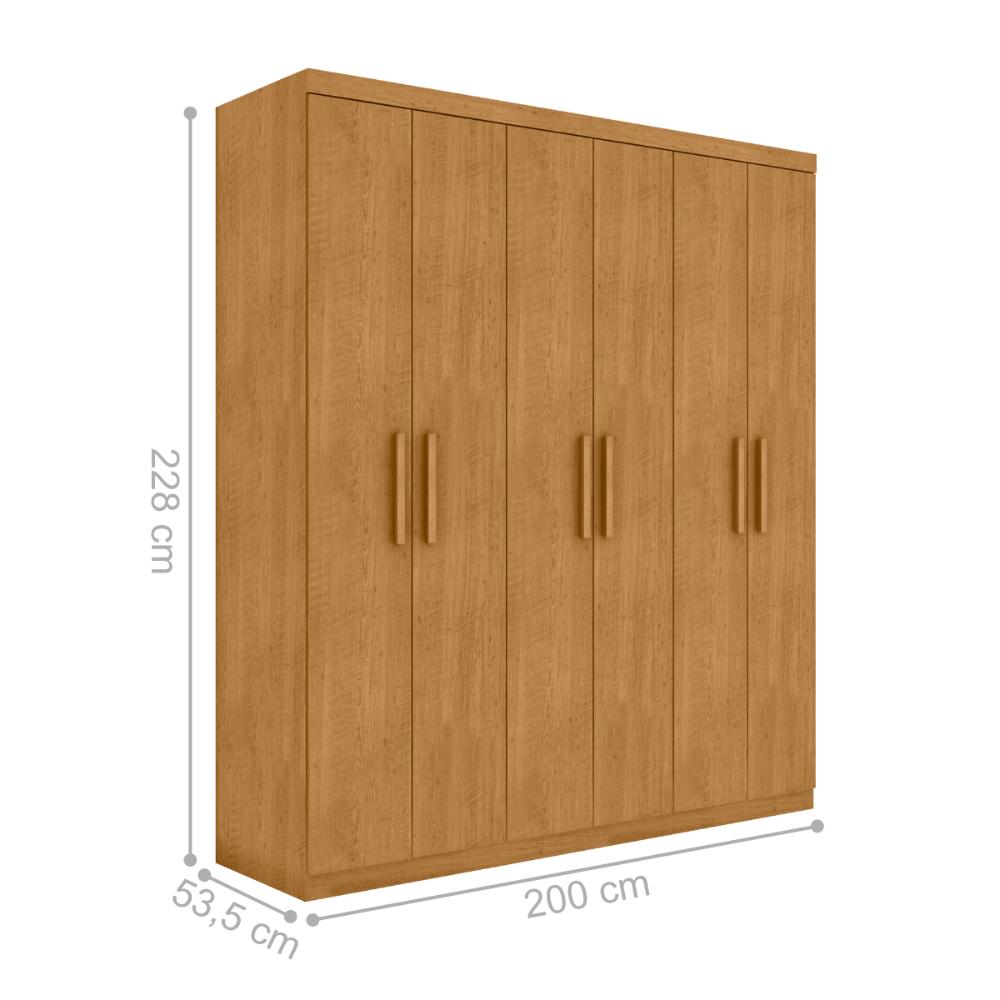 Guarda Roupa 3 Gavetas e 6 Portas Chade Naturalle