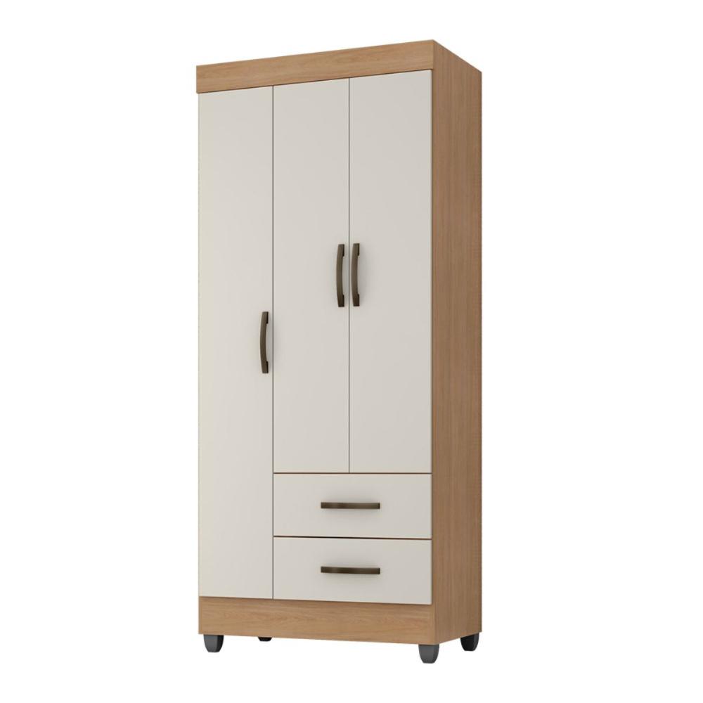Guarda Roupa 3 Portas Alambari Nature Off White