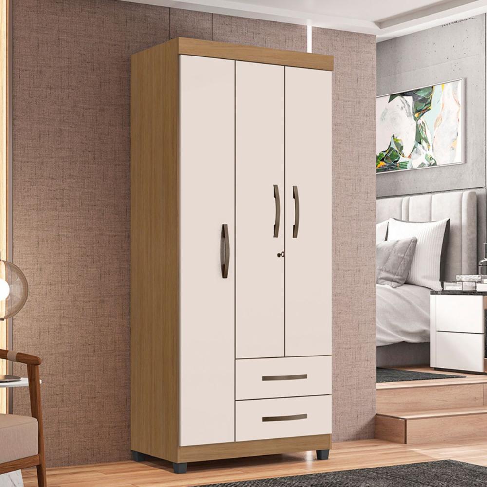 Guarda Roupa 3 Portas Ubatuba Nature Off White