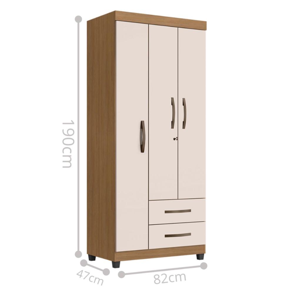 Guarda Roupa 3 Portas Ubatuba Nature Off White