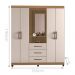 Guarda Roupa 4 Portas 1 Espelho Brasiliense Nature Off White