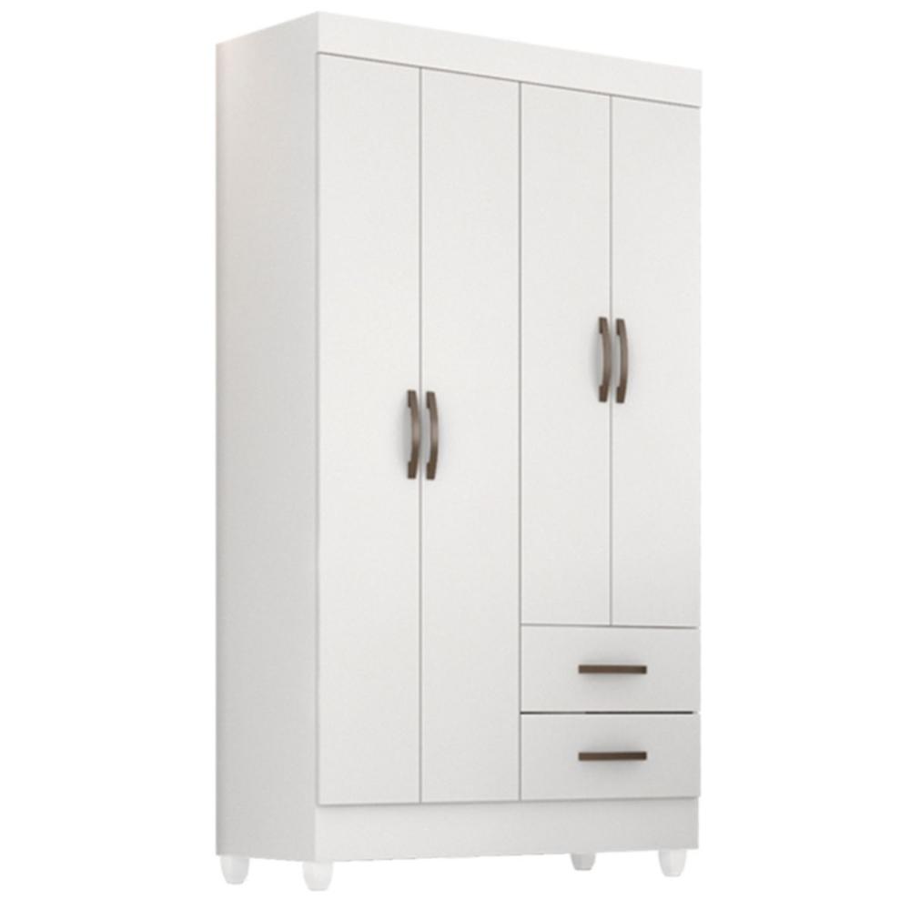 Guarda Roupa 4 Portas Barras Branco