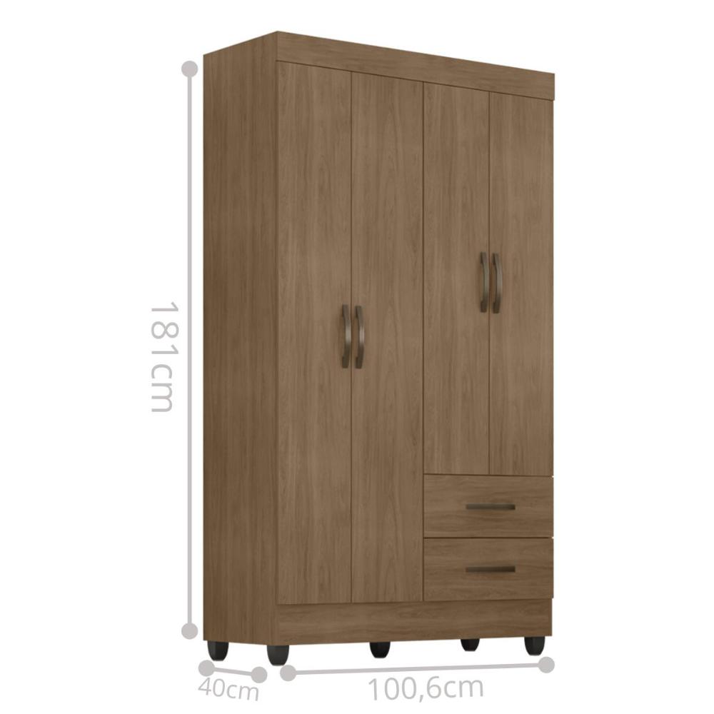 Guarda Roupa 4 Portas Barras Carvalho Oak