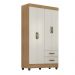 Guarda Roupa 4 Portas Barras Nature Off White