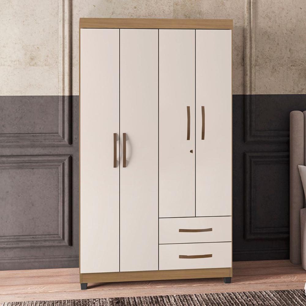 Guarda Roupa 4 Portas Narandiba Nature Off White
