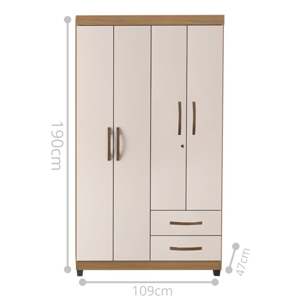 Guarda Roupa 4 Portas Narandiba Nature Off White