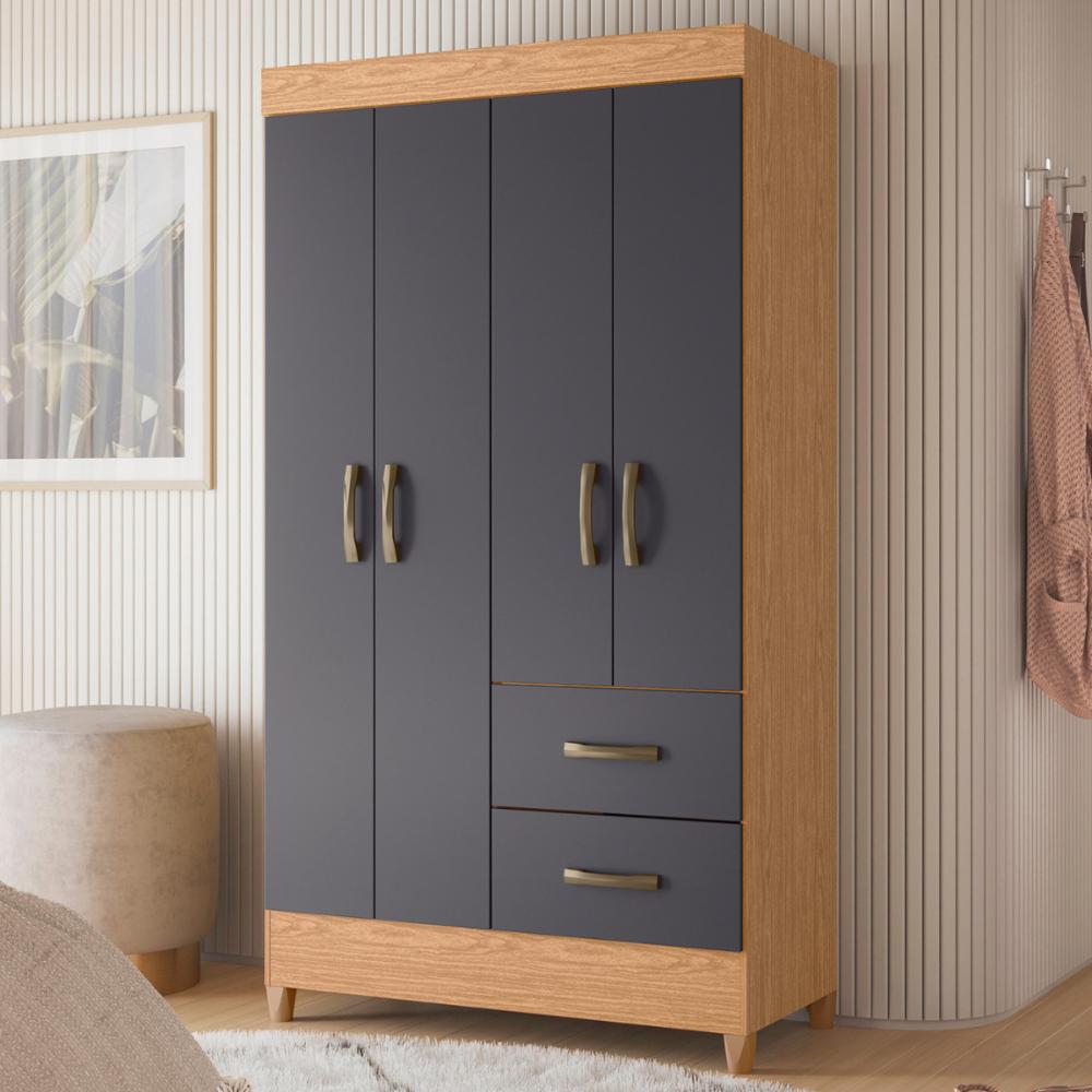 Guarda Roupa 4 Portas Roma Freijó Titanium