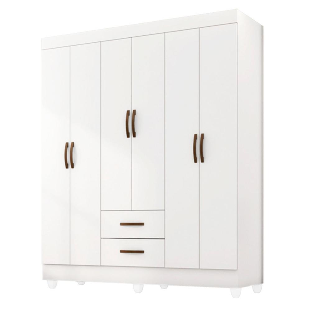 Guarda Roupa 6 Portas Guararema Branco Brilho