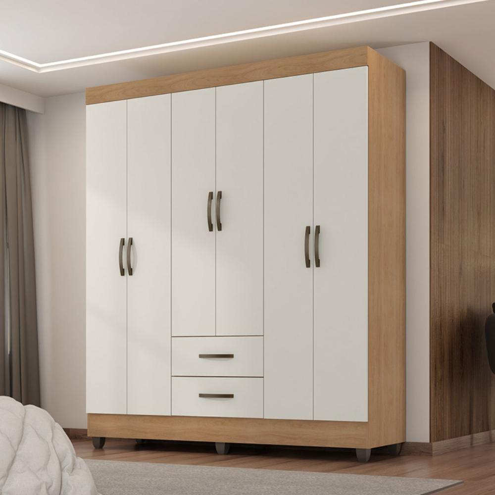 Guarda Roupa 6 Portas Guararema Nature Off White