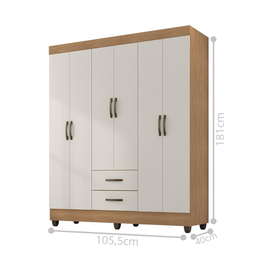 Guarda Roupa 6 Portas Guararema Nature Off White