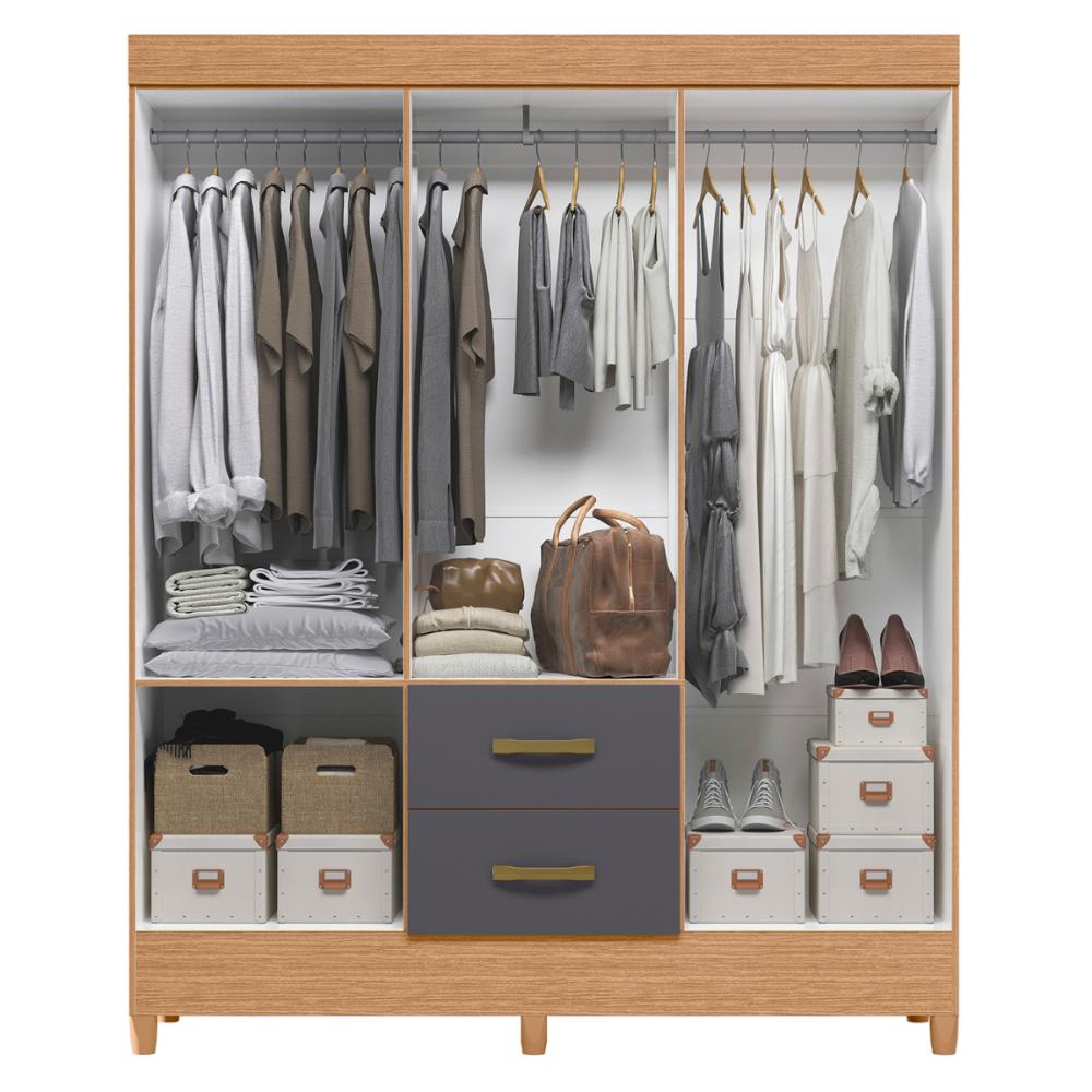 Guarda Roupa 6 Portas Roma Freijó Titanium