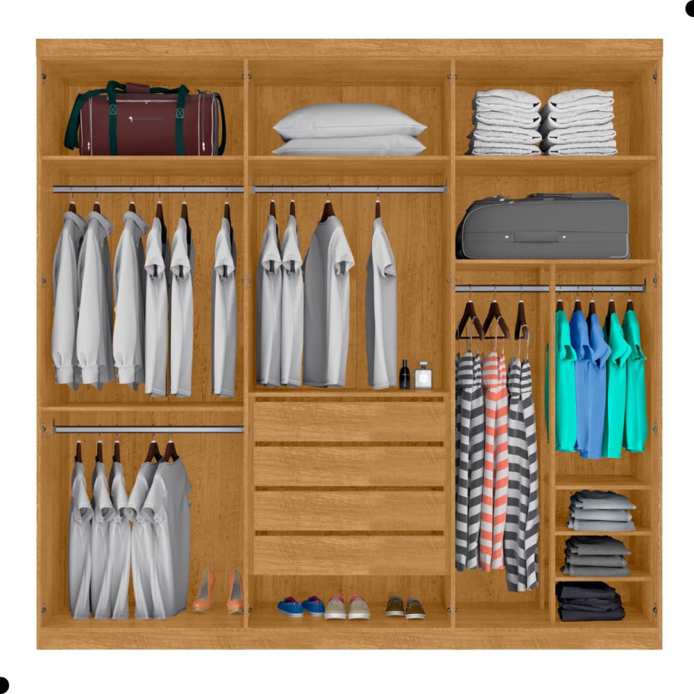 Guarda Roupa 6 Portas com Espelho Messias Naturalle