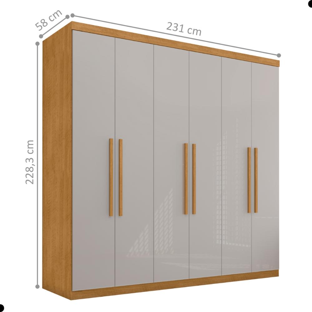 Guarda Roupa 6 Portas e 4 Gavetas Arujá Naturalle Off White