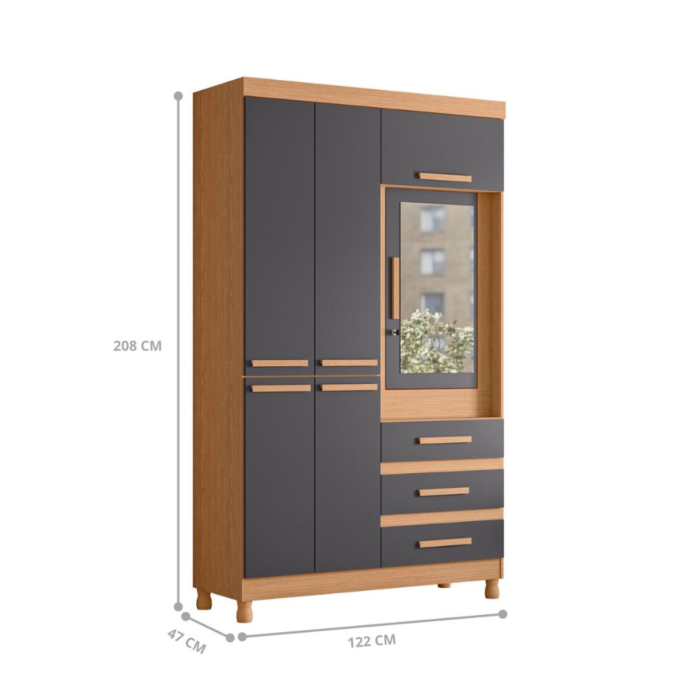 Guarda Roupa Solteiro Clover Freijo Titanium