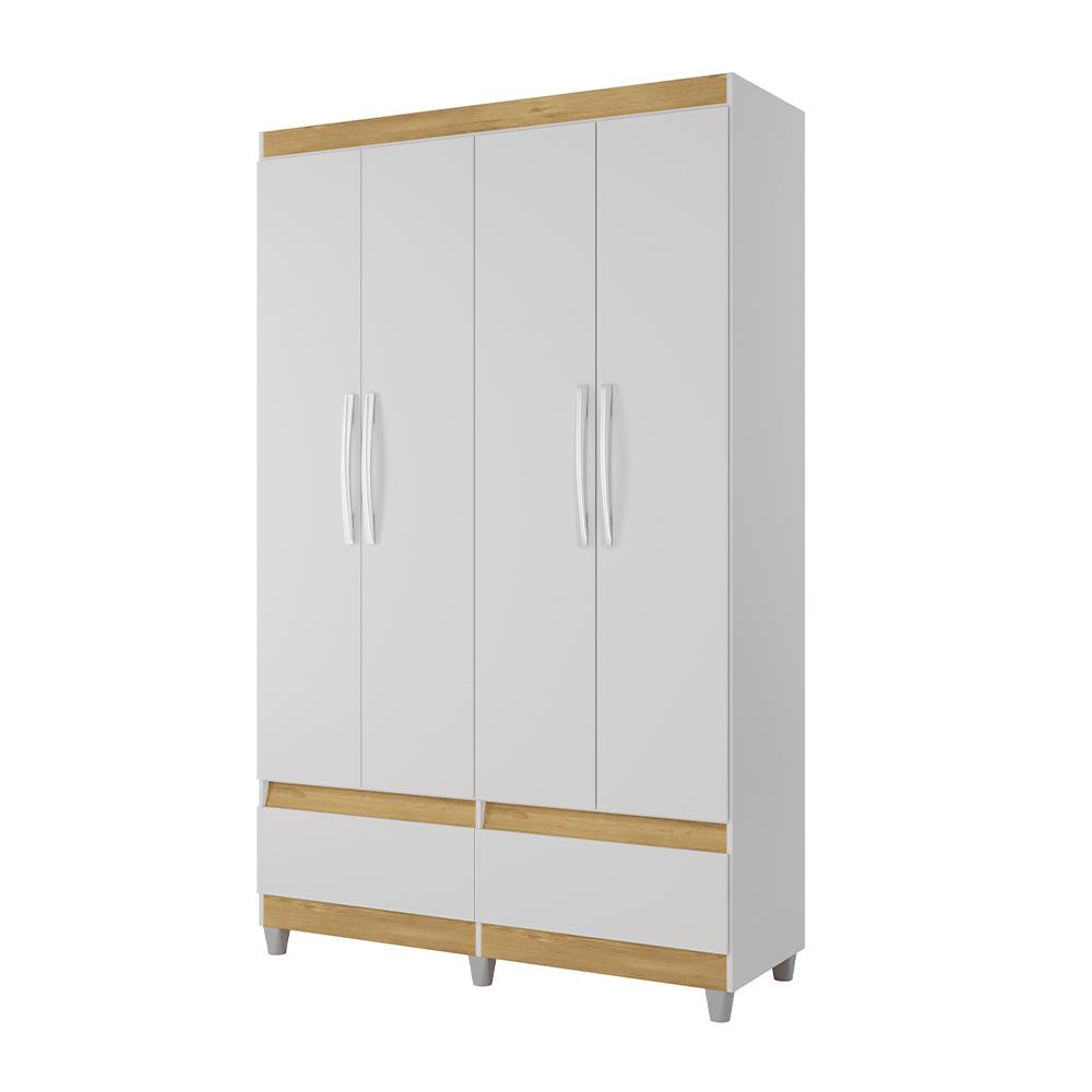 Guarda-Roupa com 2 Gavetas Kawasaki Branco Mel