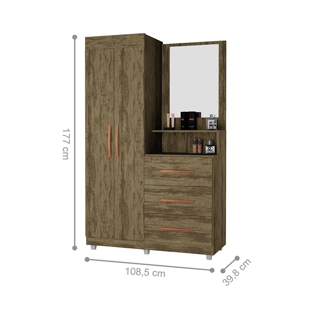 Guarda-Roupa com 2 Portas Saitama Ônix Amêndoa 