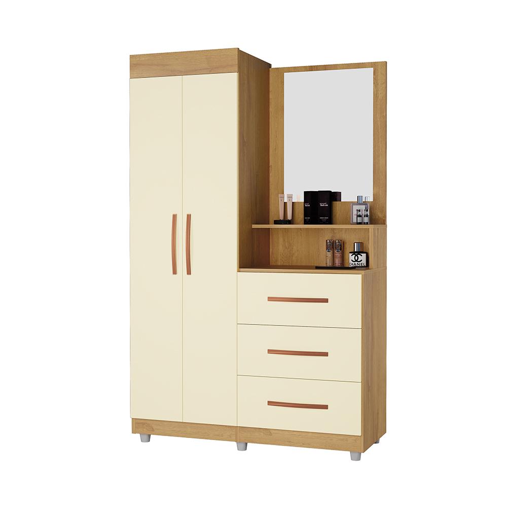Guarda-Roupa com 2 Portas Saitama Ônix Mel Pérola