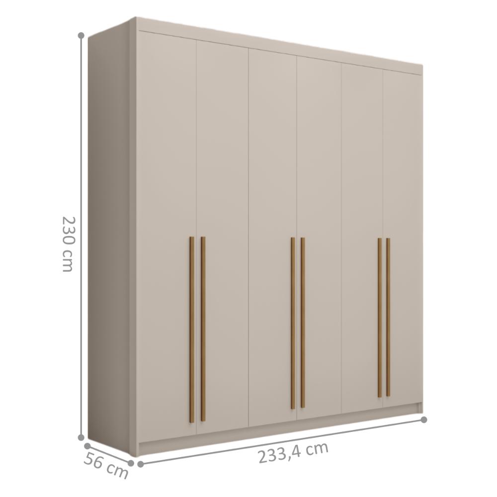 Guarda Roupa com 3 Gavetas e 6 Portas Valência Fendi