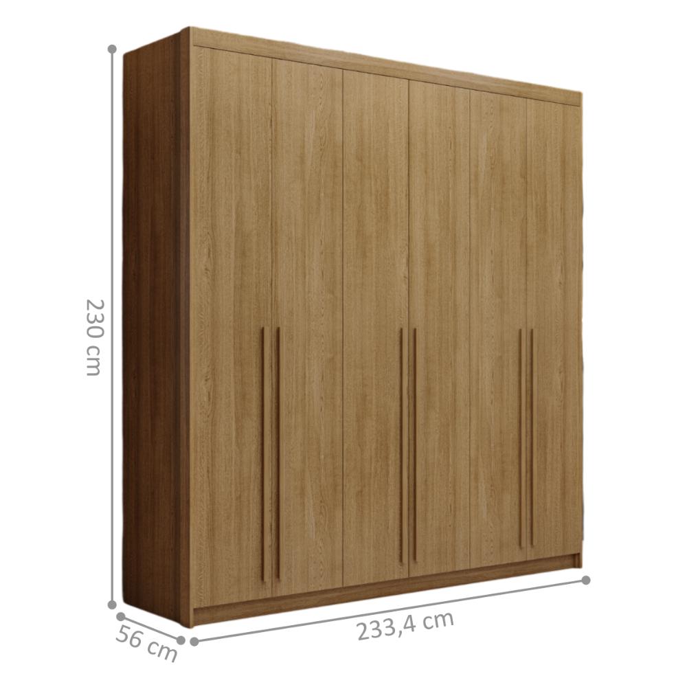 Guarda Roupa com 3 Gavetas e 6 Portas Valência Nature