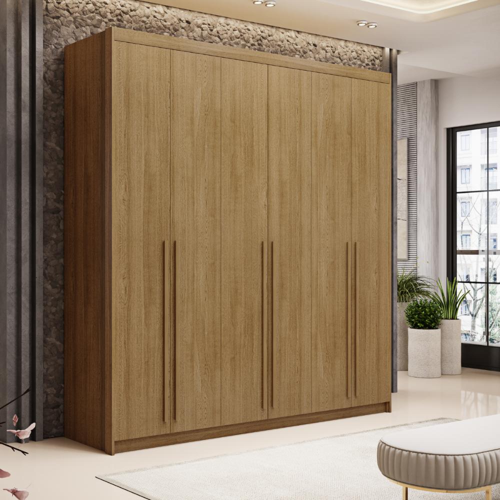 Guarda Roupa com 3 Gavetas e 6 Portas Valência Nature