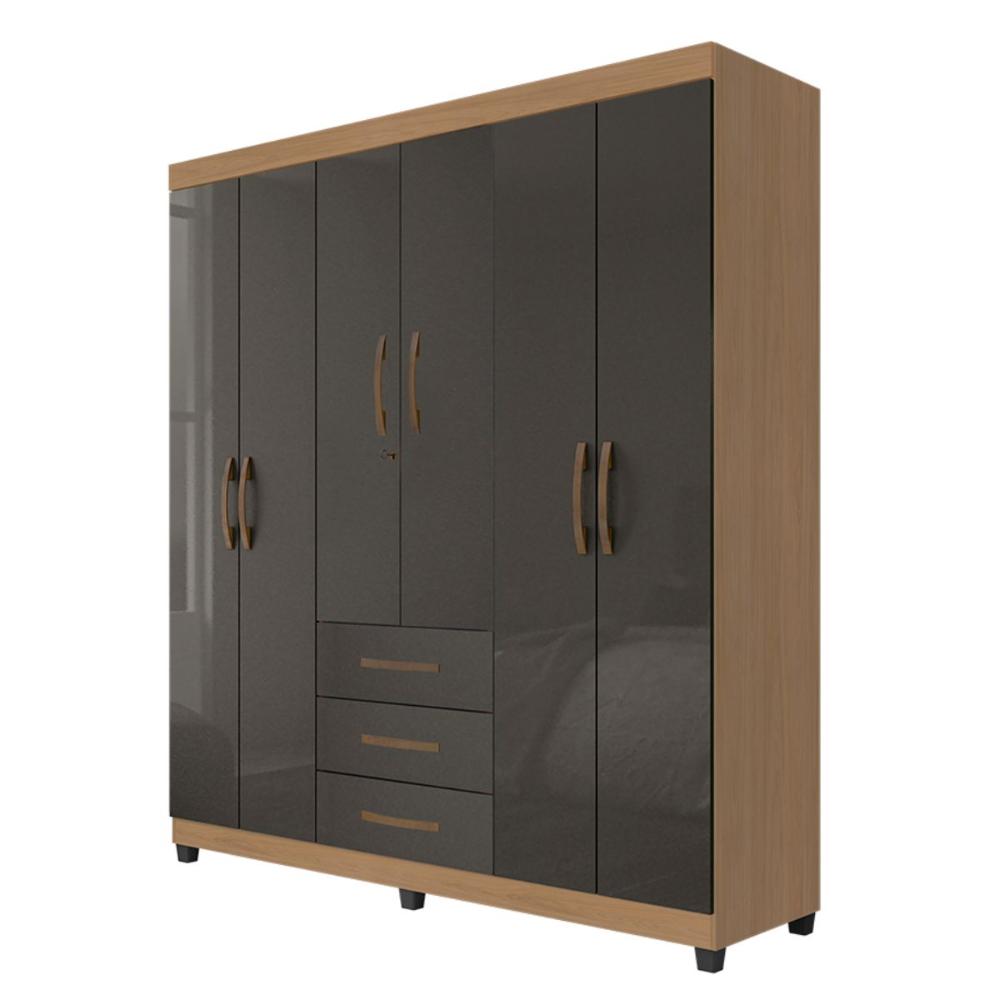Guarda Roupa com 6 Portas Jordão Grafite Perolizado 
