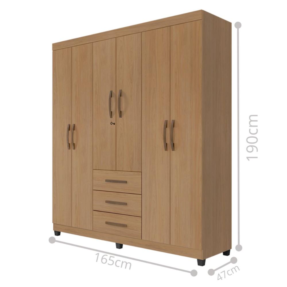 Guarda Roupa com 6 Portas Jordão Nature  